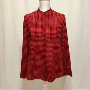 J. Crew Factory Buffalo Check Tuxedo Style Blouse